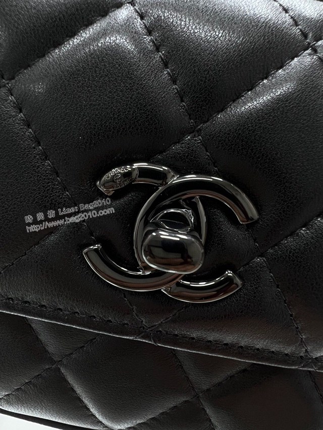 Chanel專櫃22B新款trendy mini小方格零錢包 A81633Y 香奈兒單肩斜挎小羊皮菱格紋黑色鏈條包 djc5345
